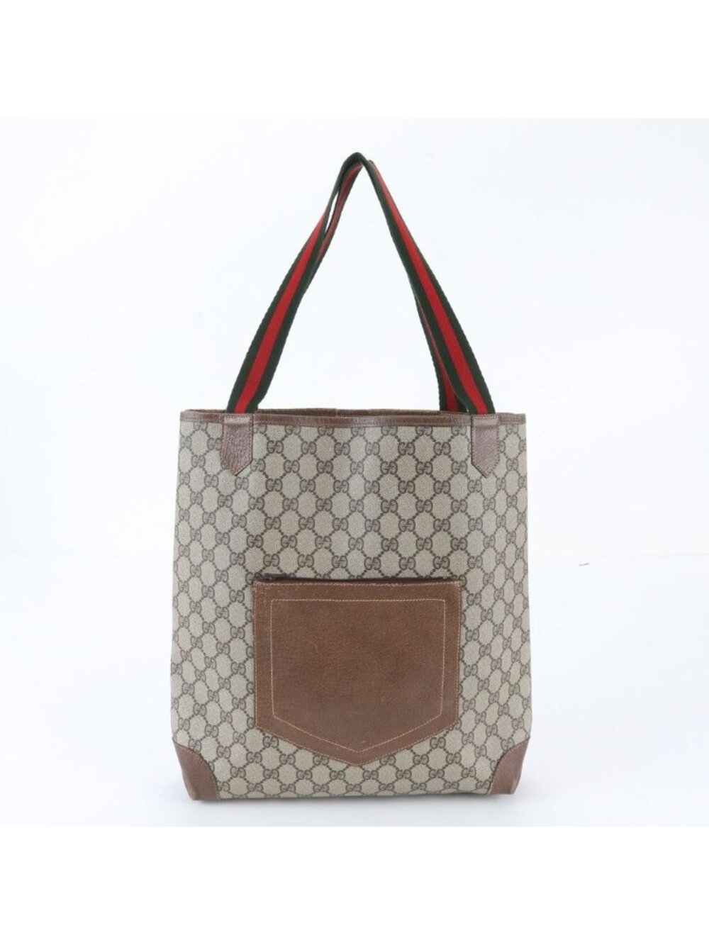 Gucci Vintage GG Supreme Sherry Line Leather Tote Shoulder Business
